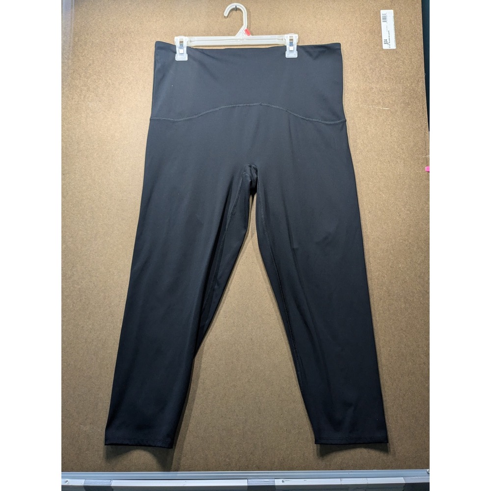 Spanx by Sara Blakely Black High Waisted Cropped Active Leggings Womens 2X